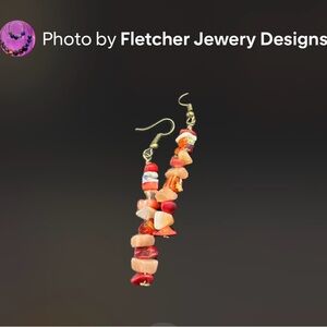 Elegant Orange and Red stacked shell and coral Earrings